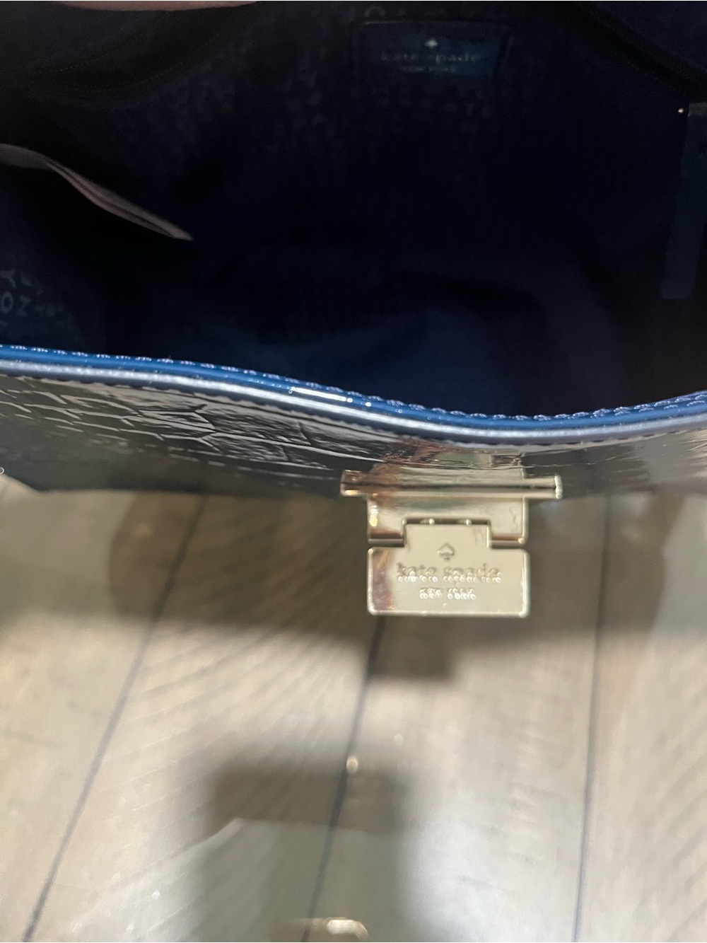 Kate Spade Knightsbridge Doris satchel navy blue patent croc embossed leather - Picture 14 of 14